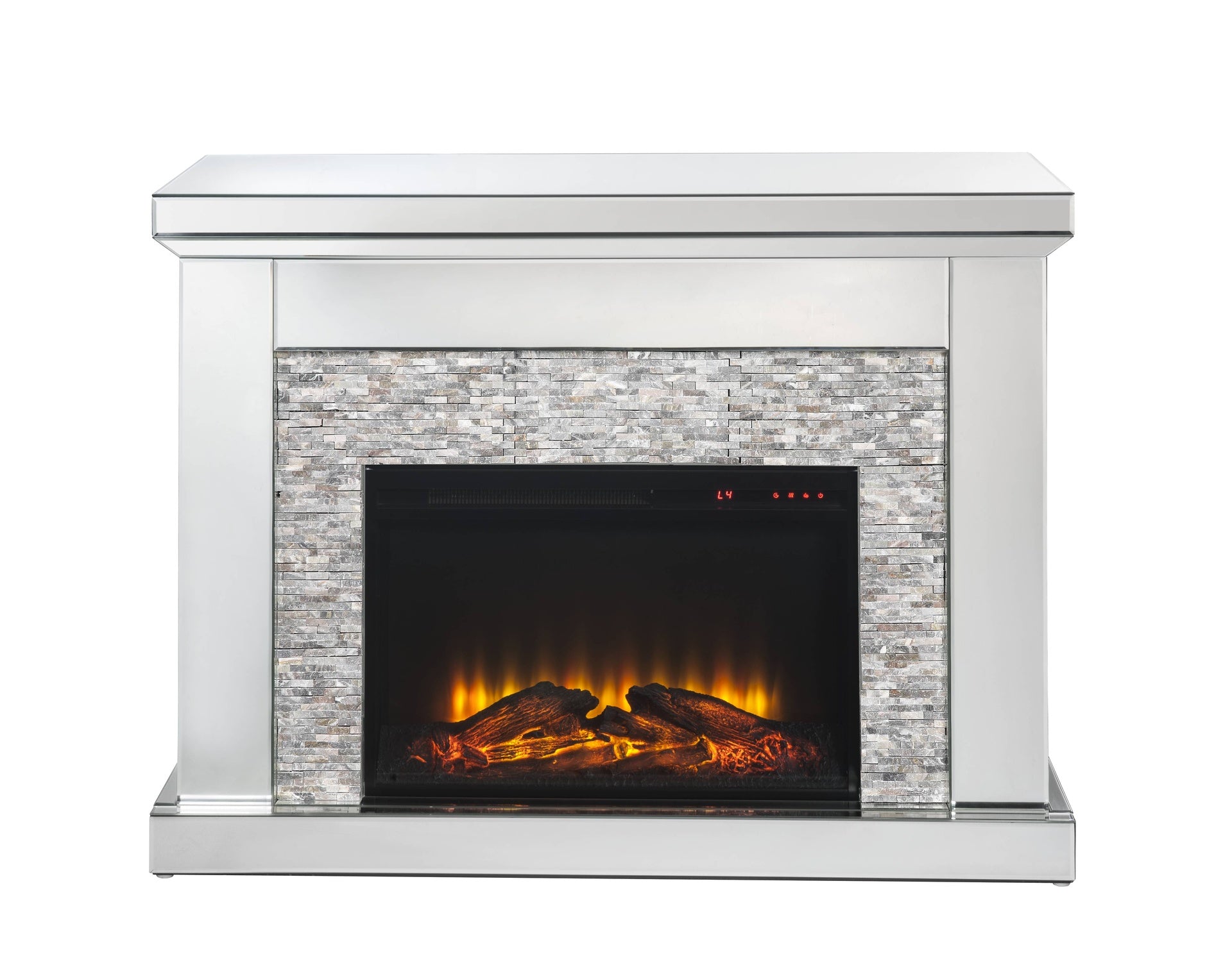 Laksha Mirrored & Stone Fireplace