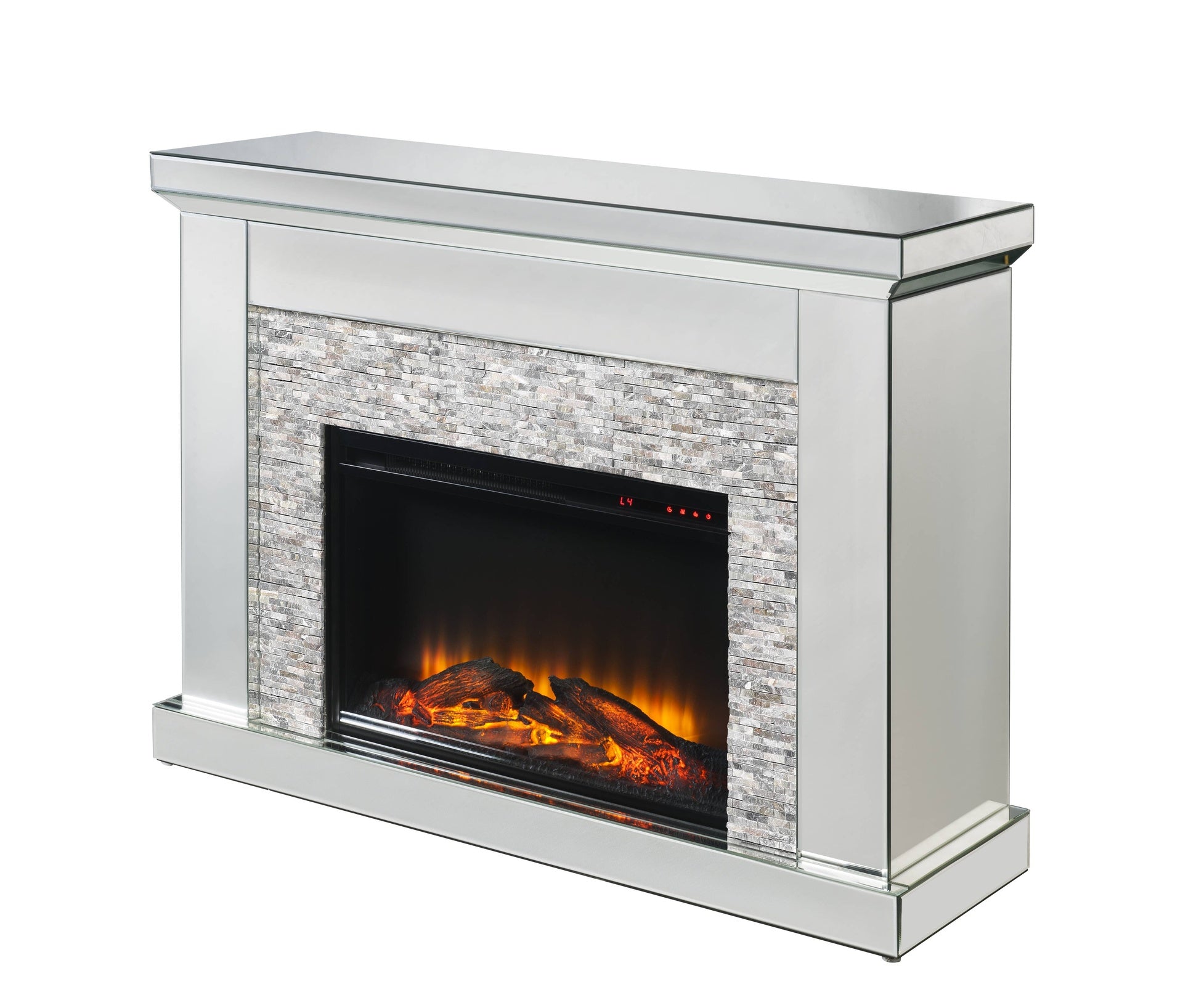 Laksha Mirrored & Stone Fireplace