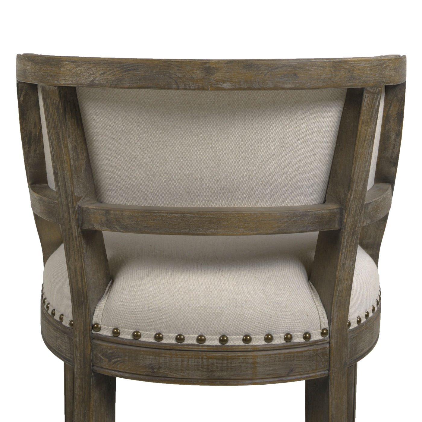 Paris 26.5" Farmhouse Counter Height Bar Stool with Backrest, Light Beige Linen