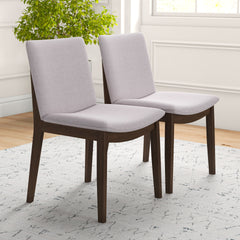 Modern Laura Mid-Century Modern Solid Wood Dining Chair Set with Upholstered Fabric, Beige Linen, 20 x 20 x 32 inches (Set Of 2)