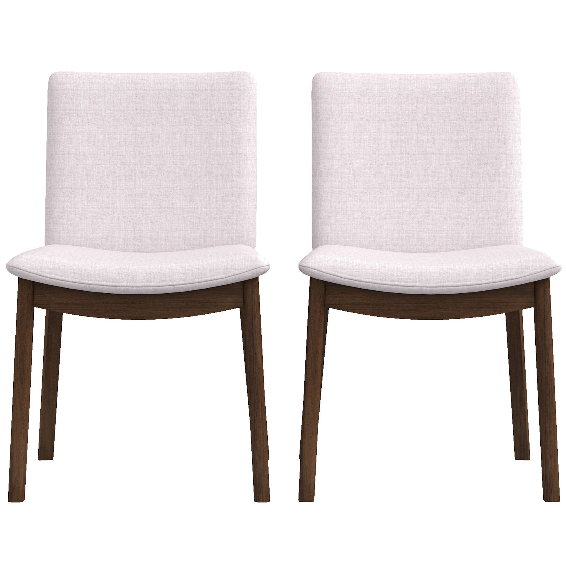 Modern Laura Mid-Century Modern Solid Wood Dining Chair Set with Upholstered Fabric, Beige Linen, 20 x 20 x 32 inches (Set Of 2)