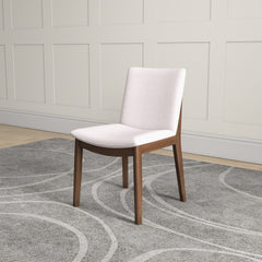 Modern Laura Mid-Century Modern Solid Wood Dining Chair Set with Upholstered Fabric, Beige Linen, 20 x 20 x 32 inches (Set Of 2)