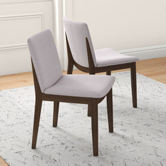 Modern Laura Mid-Century Modern Solid Wood Dining Chair Set with Upholstered Fabric, Beige Linen, 20 x 20 x 32 inches (Set Of 2)