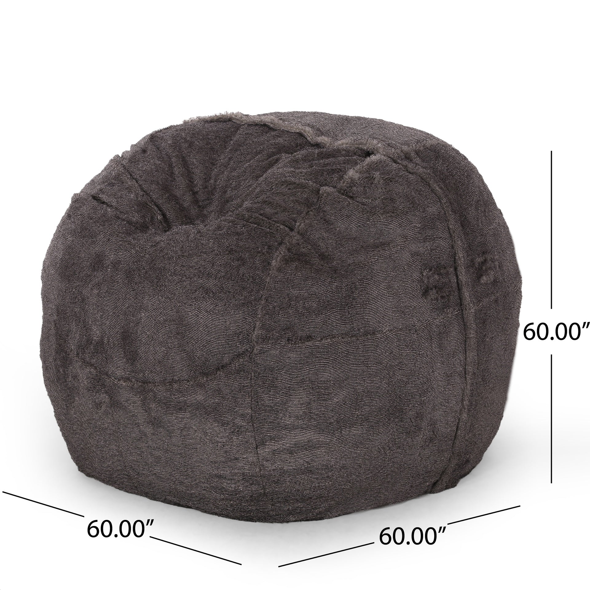 Lily Modern 5 Foot Faux Fur Cozy Bean Bag, Brown/Beige