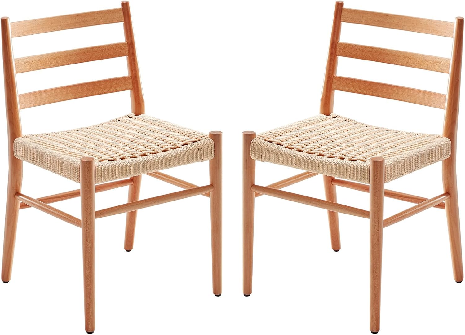 Dining Chairs Set of 2, Woven Rope Seat with Sturdy Metal Frame, Mid Century Modern Dining Room Chairs for Kitchen, Living Room, Restaurant