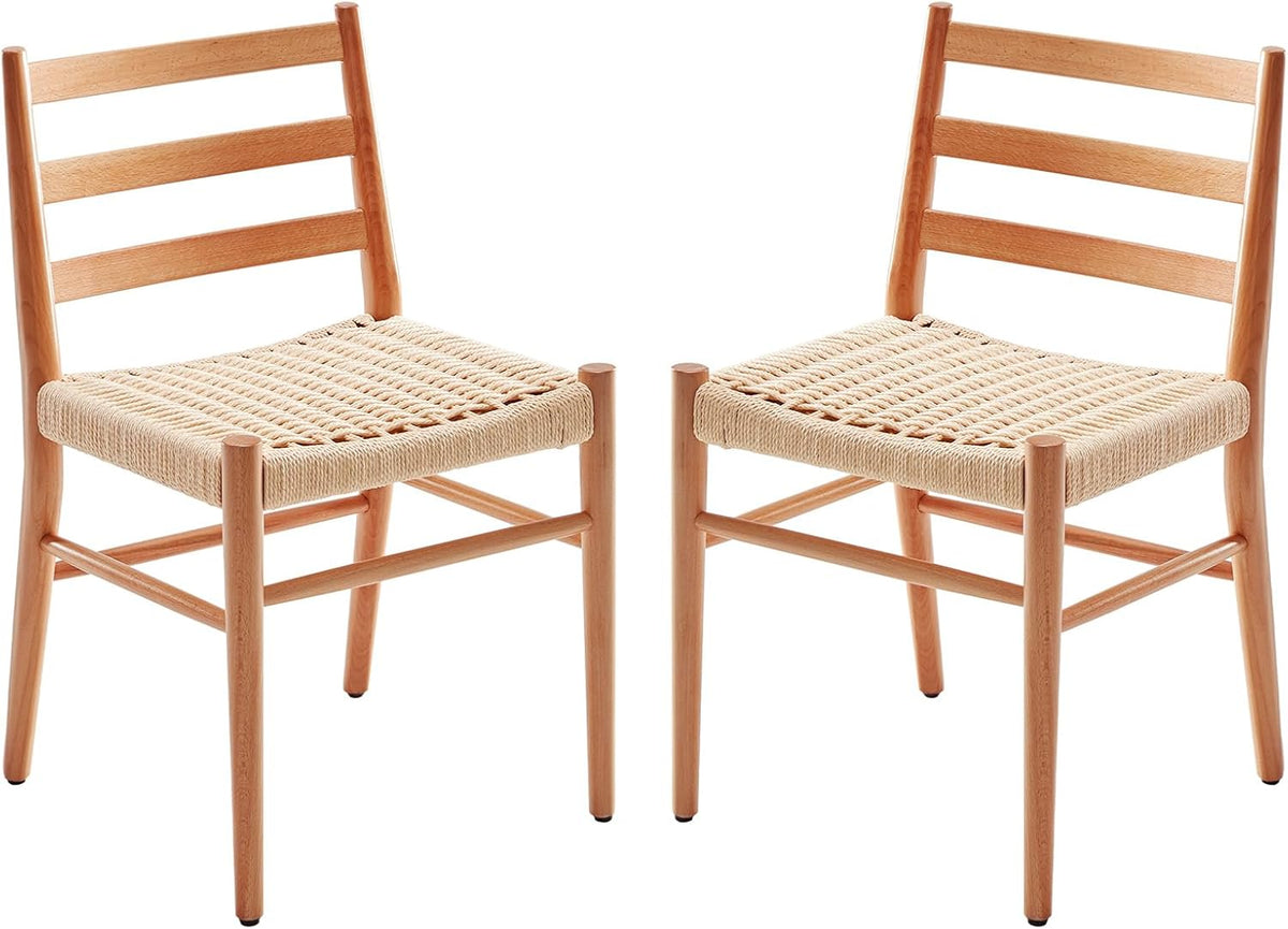 Dining Chairs Set of 2, Woven Rope Seat with Sturdy Metal Frame, Mid Century Modern Dining Room Chairs for Kitchen, Living Room, Restaurant