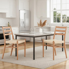 Dining Chairs Set of 2, Woven Rope Seat with Sturdy Metal Frame, Mid Century Modern Dining Room Chairs for Kitchen, Living Room, Restaurant