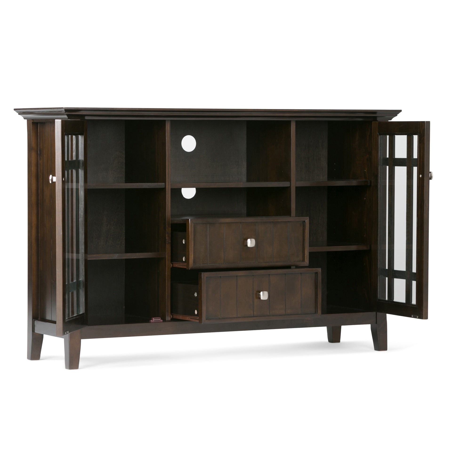 Bedford 53 inch Wide Solid Wood Tall TV Stand in Tobacco Brown For TVs up to 60 inches