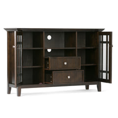 Bedford 53 inch Wide Solid Wood Tall TV Stand in Tobacco Brown For TVs up to 60 inches