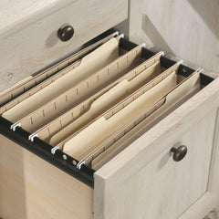 Coastal L-Shaped Desk with File Drawers, Gray finish