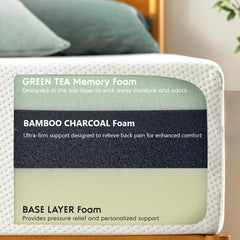 8 Twin Green Tea Memory Foam Mattress in Box, Fiberglass Free, White(Bed not included)