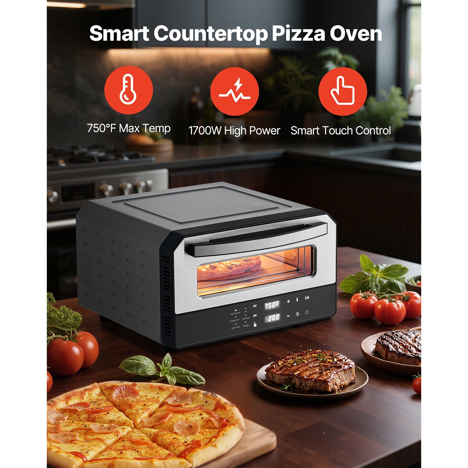 12 Inch Electric Pizza Oven with Pizza Stone 750℉ Max Temp Pizza Maker