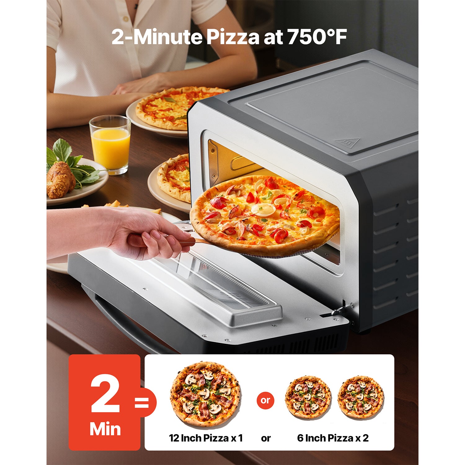 12 Inch Electric Pizza Oven with Pizza Stone 750℉ Max Temp Pizza Maker