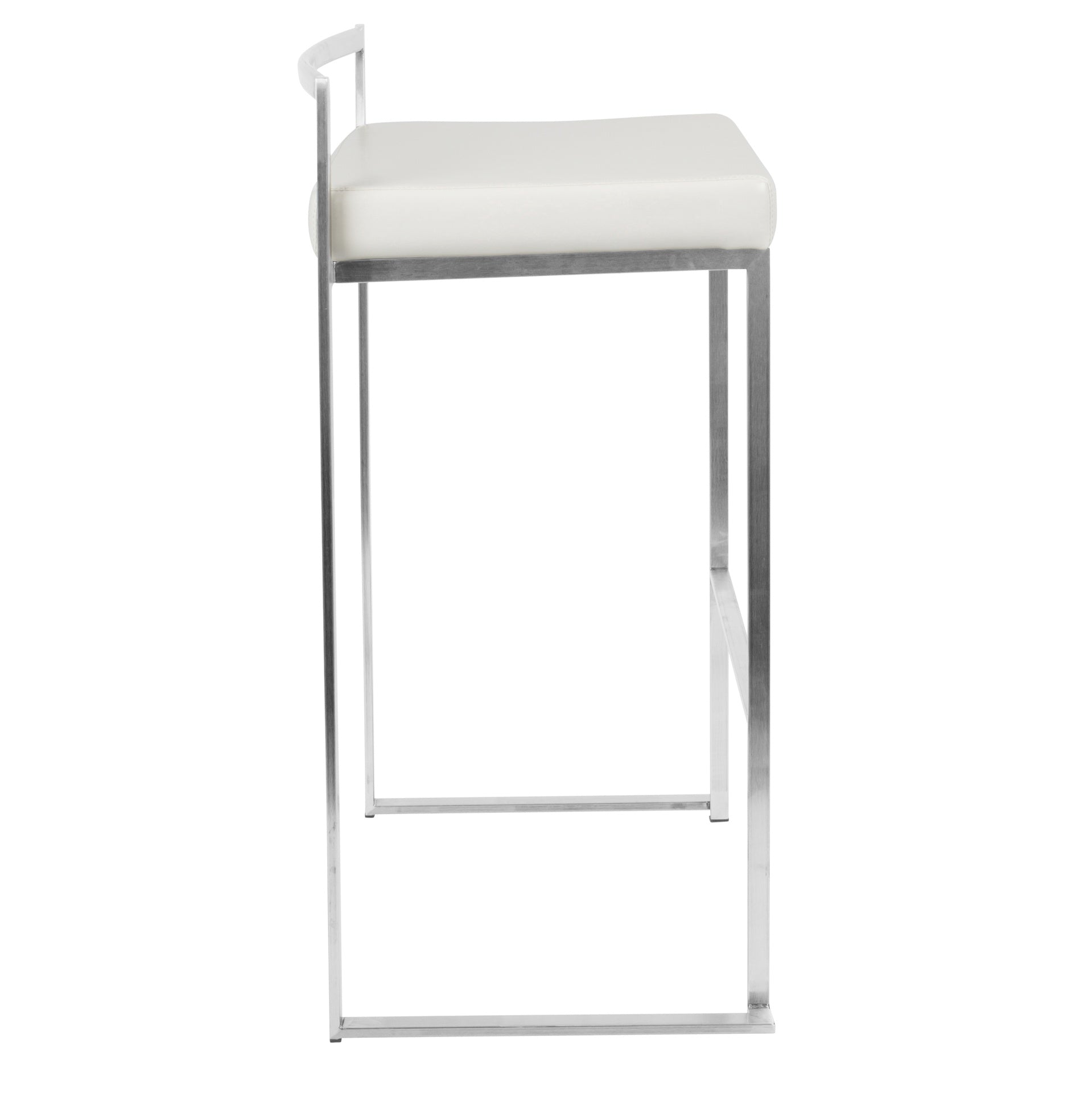 Fuji Contemporary Stackable Barstool with White Faux Leather by LumiSource - Set of 2