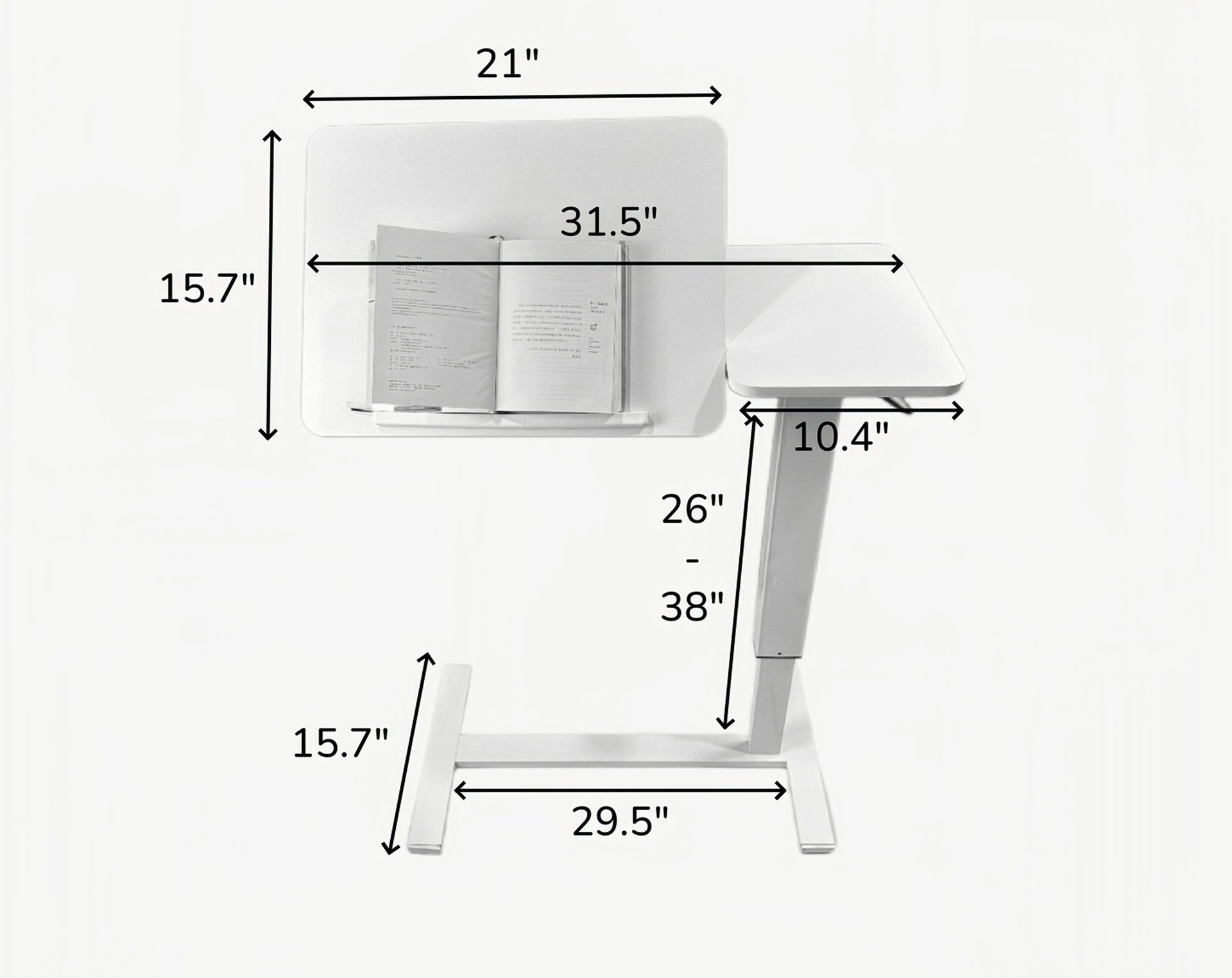 Overbed Bedside Desk, Mobile Rolling Laptop Stand Tilting Overbed Table with Wheels, Height Adjustable Tray Table for Laptop Bed Sofa Side Table, Bedside Table (WHITE)