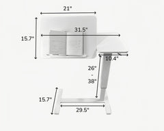 Overbed Bedside Desk, Mobile Rolling Laptop Stand Tilting Overbed Table with Wheels, Height Adjustable Tray Table for Laptop Bed Sofa Side Table, Bedside Table (WHITE)
