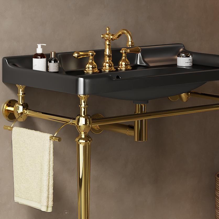 VICI 36" Freestanding Bathroom Console Iron Leg, NO Basin and Faucet, NO Sink Cover and Drain, Gold