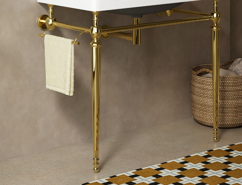 VICI 36" Freestanding Bathroom Console Iron Leg, NO Basin and Faucet, NO Sink Cover and Drain, Gold