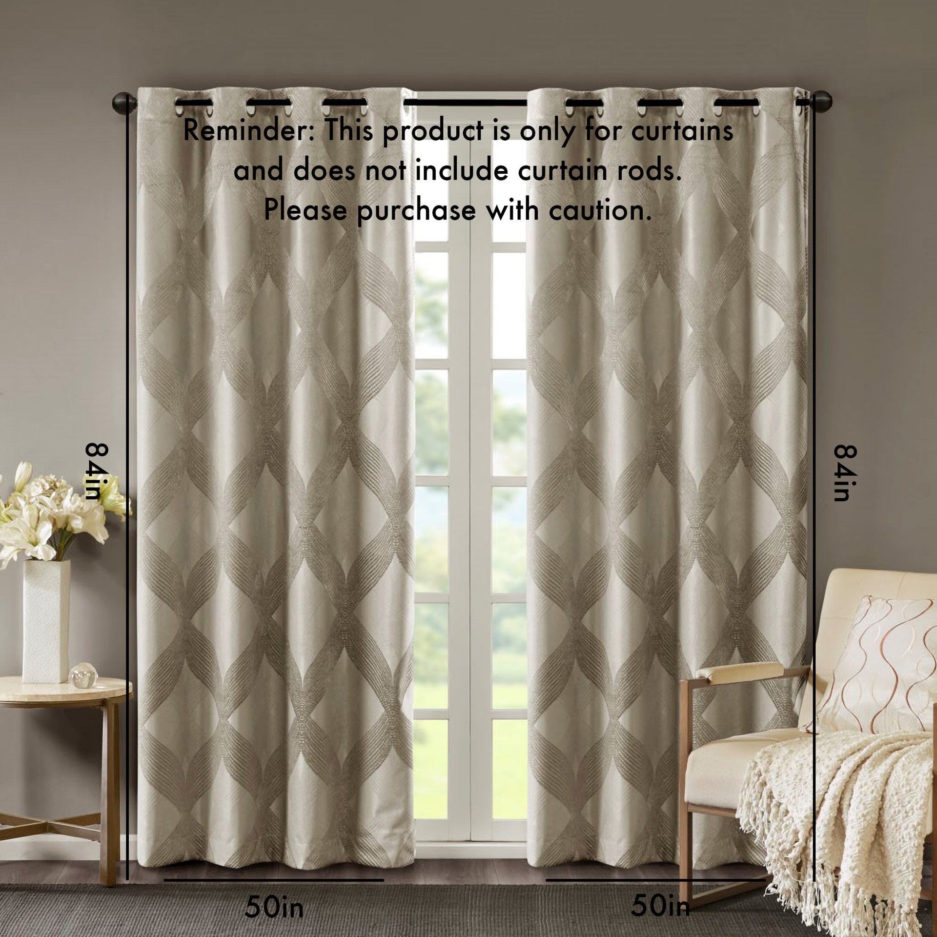 Ogee Knitted Jacquard Total Blackout Curtain Panel(Only 1 Pc Panel)