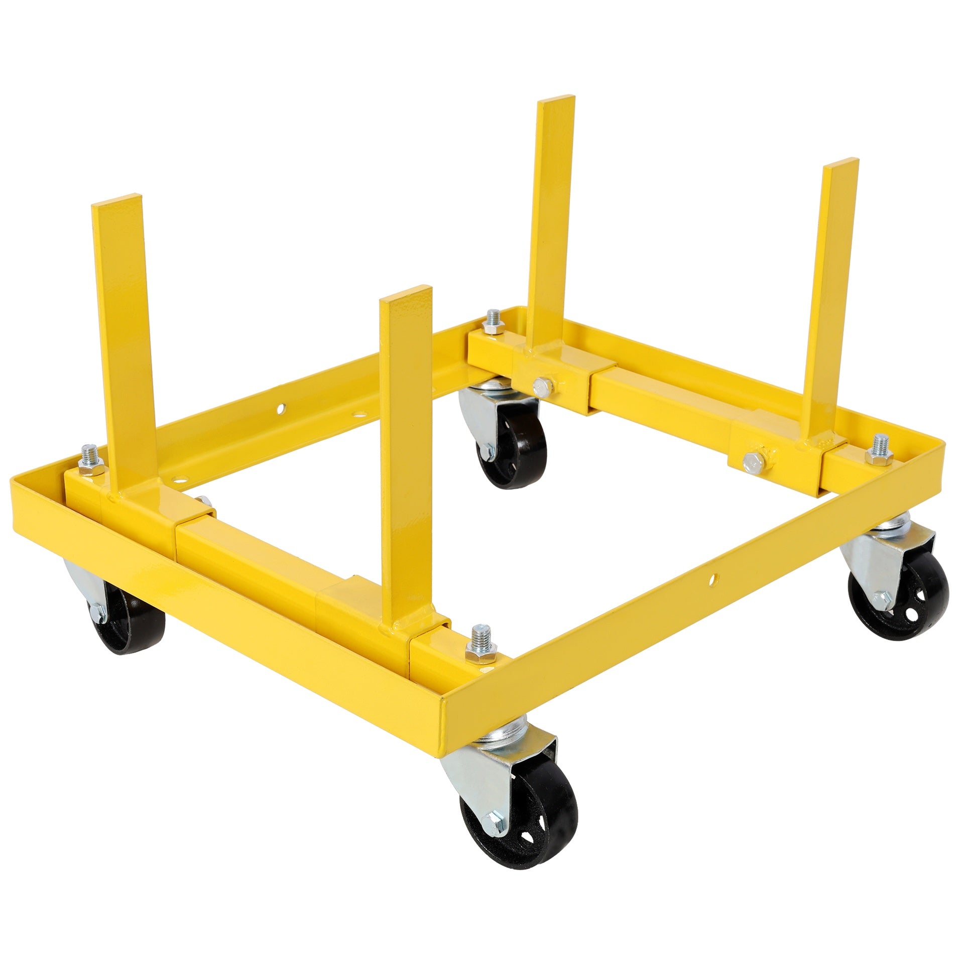 750lbs Rolling Engine Stand,Adjustable Width And Length, with 2pcs Buckle Straps,Yellow