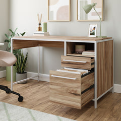 Desk with Rustic Spindle Design, Brown finish