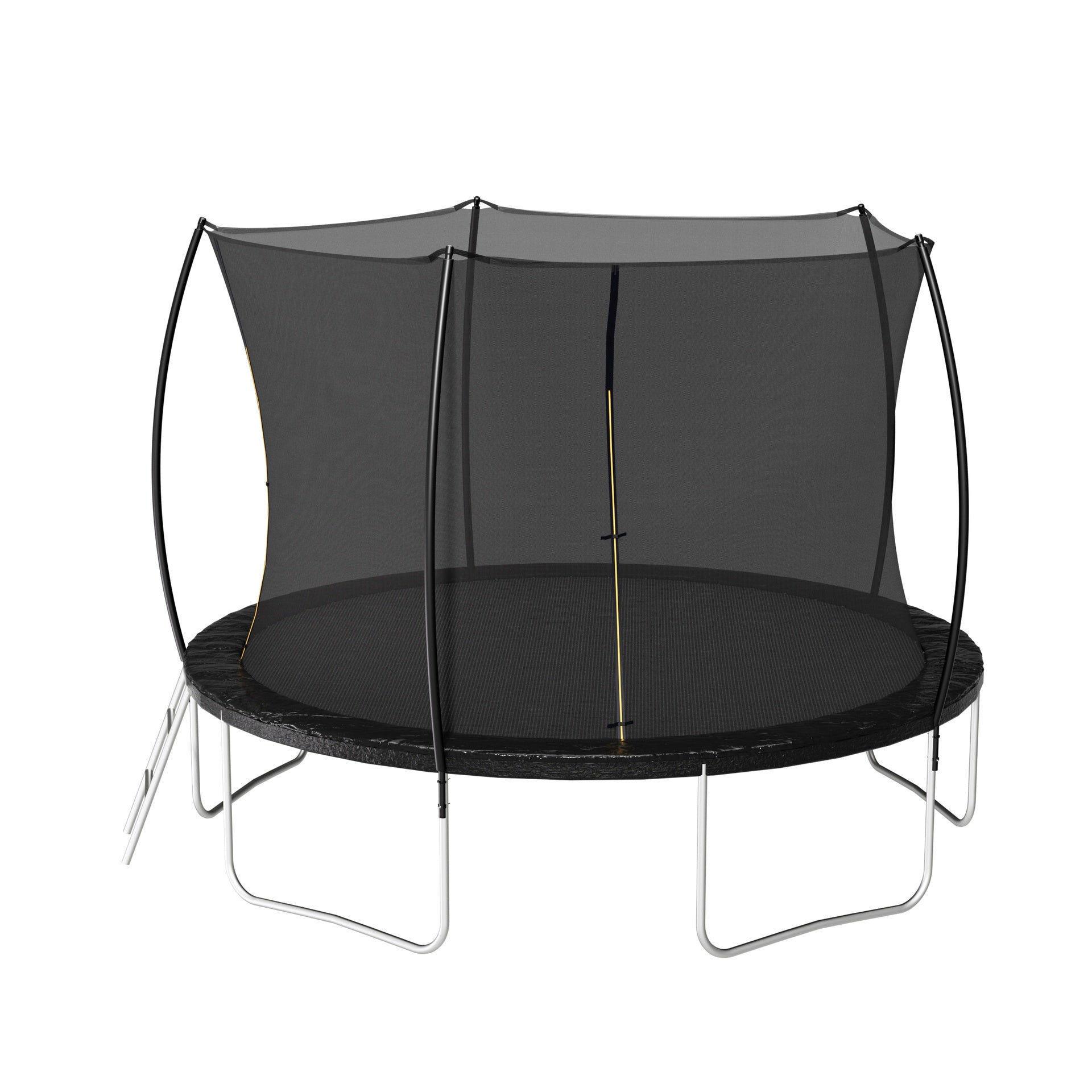 12FT Trampoline (Double-side color pad) ,  Trampoline for Kids and Adults with Enclosure Net and Ladder,Curved fence pole