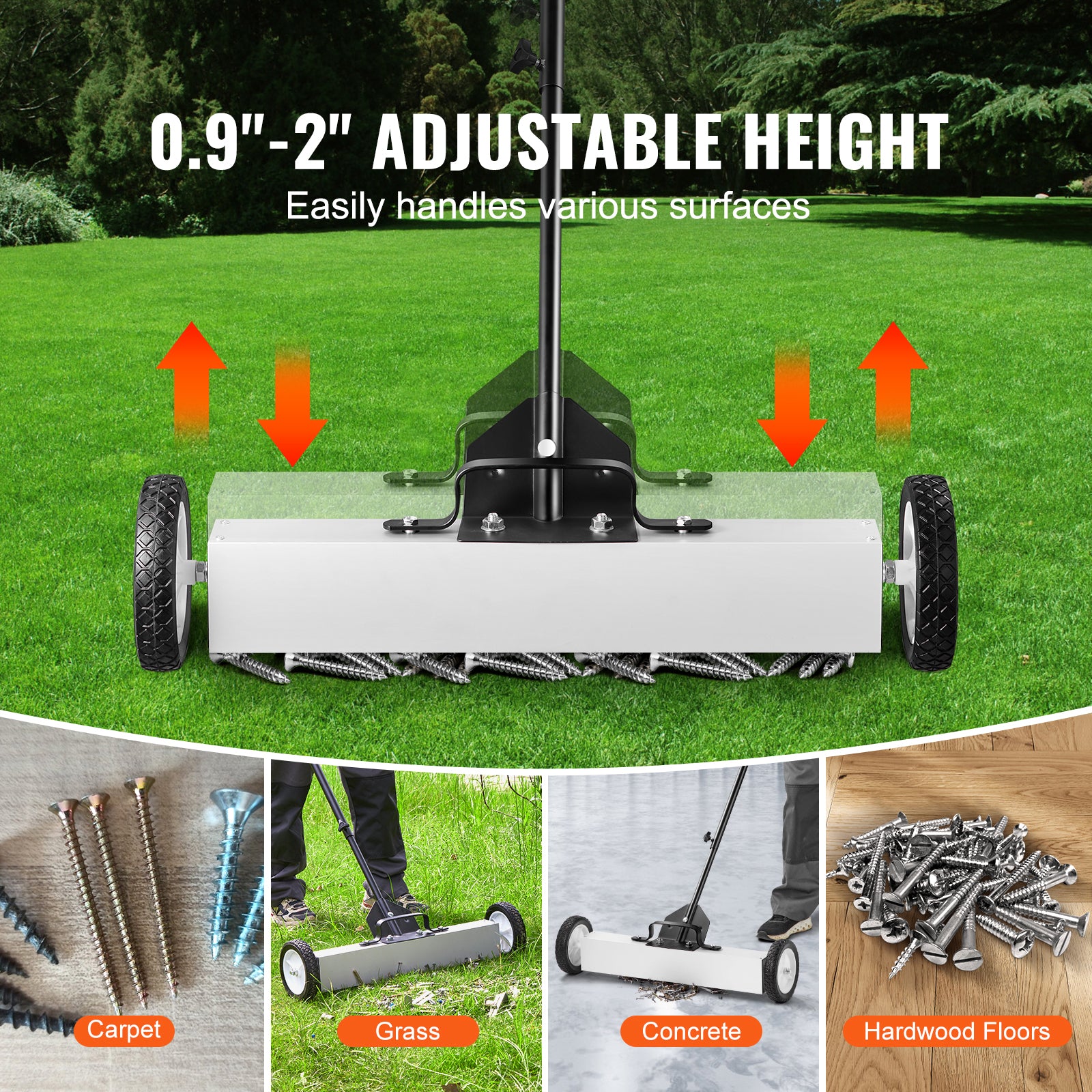 24-Inch Magnetic Sweeper with Wheels Telescoping Magnetic Pickup Tool