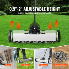 24-Inch Magnetic Sweeper with Wheels Telescoping Magnetic Pickup Tool