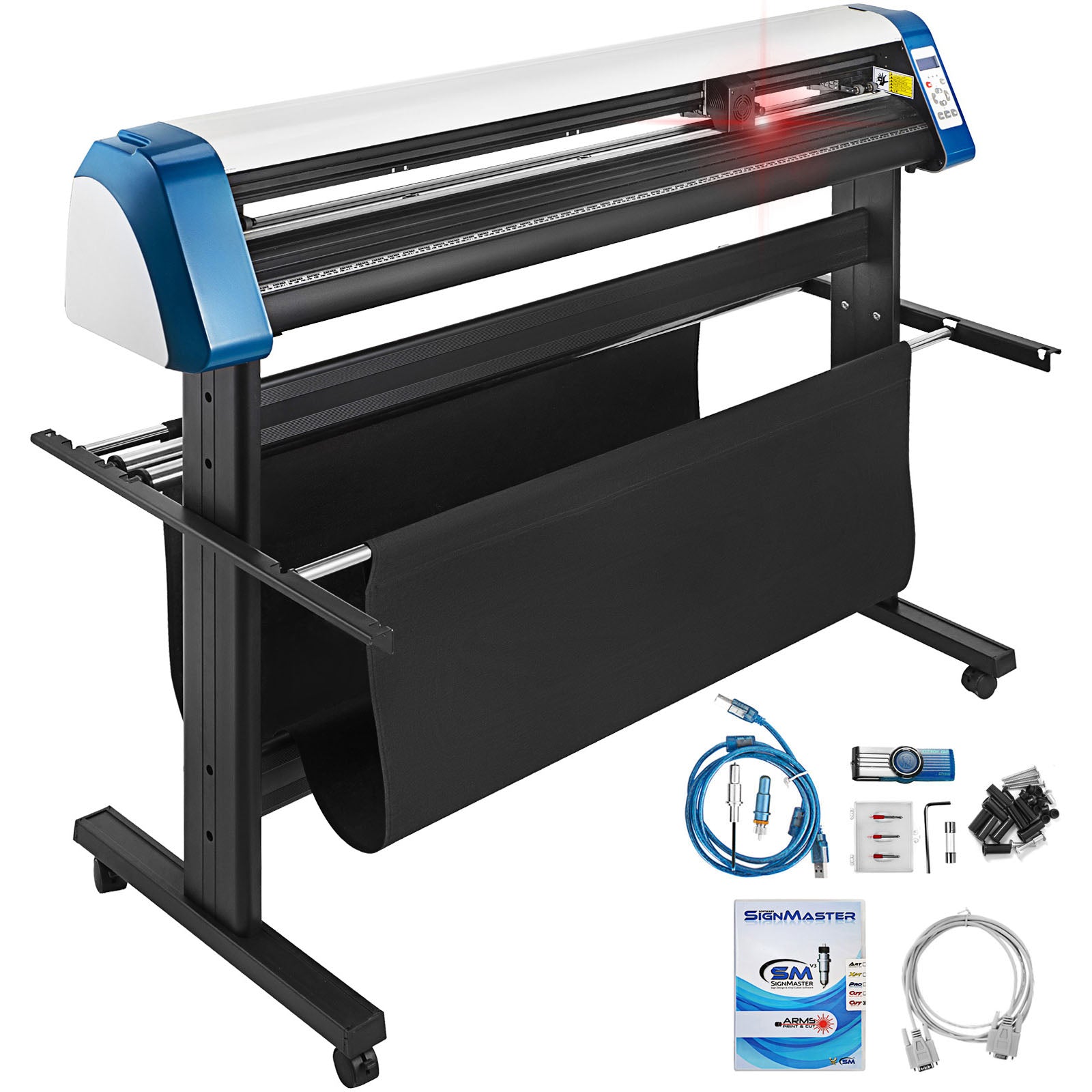 Vinyl Cutter 53 Inch Vinyl Cutter Machine Semi-Automatic DIY Vinyl Printer Cutter Machine Manual Positioning Sign Cutting with Floor Stand Signmaster Software