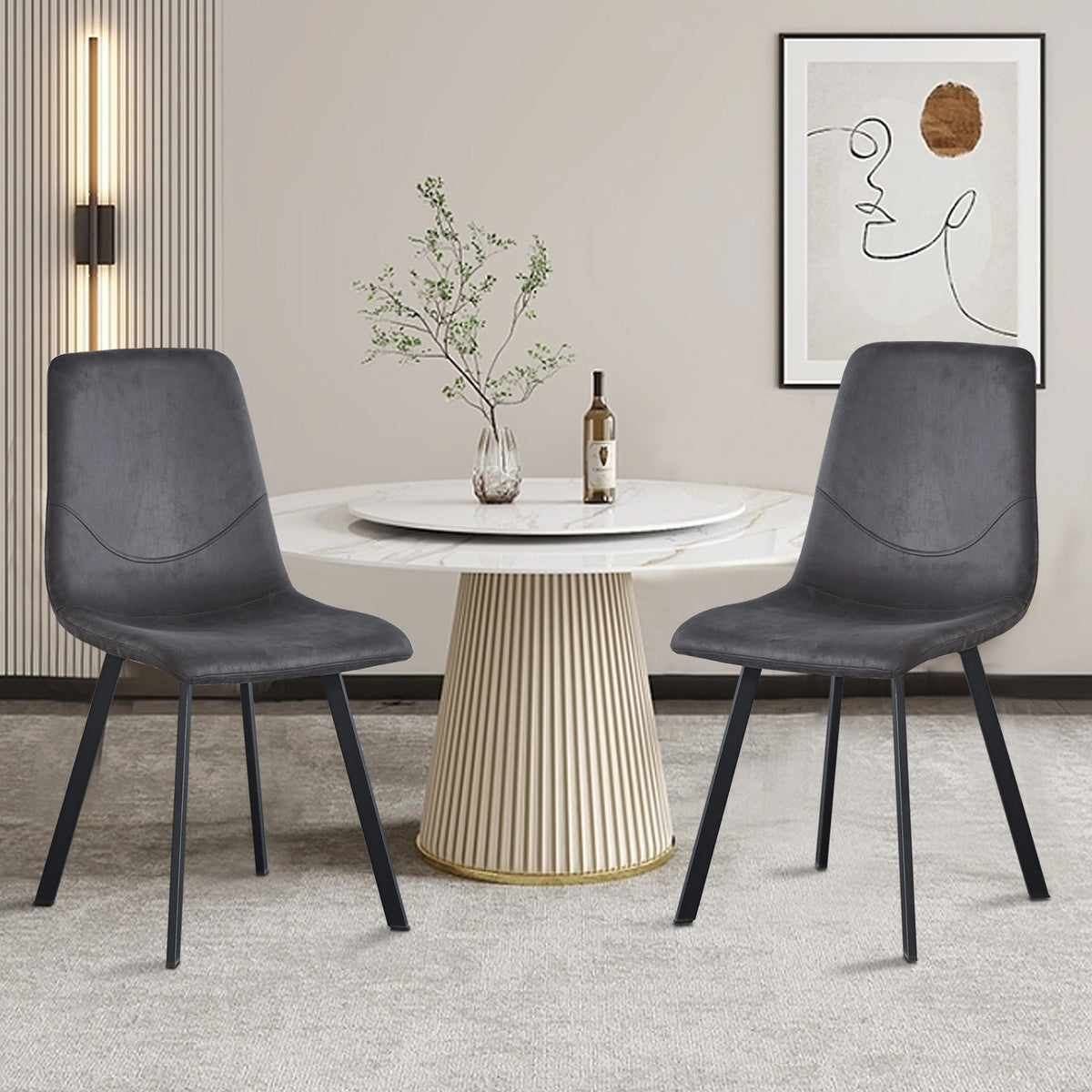 Dining Chairs Set of 2, Mid Century Modern Metel Legs for Indoor Kitchen & Dining Room Chairs Comfortable Chairs Suitable for Home Coffee...(2, Gray)