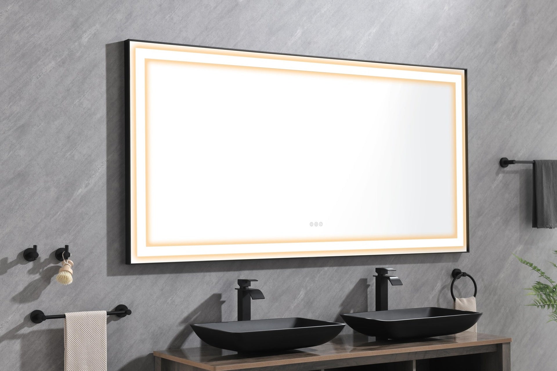 72 x 36 Inch LED Bathroom Mirror with Aluminum Frame, Wall Mounted Vanity Mirror, Anti-Fog, Memory, 3 Colors, Stepless Dimmable