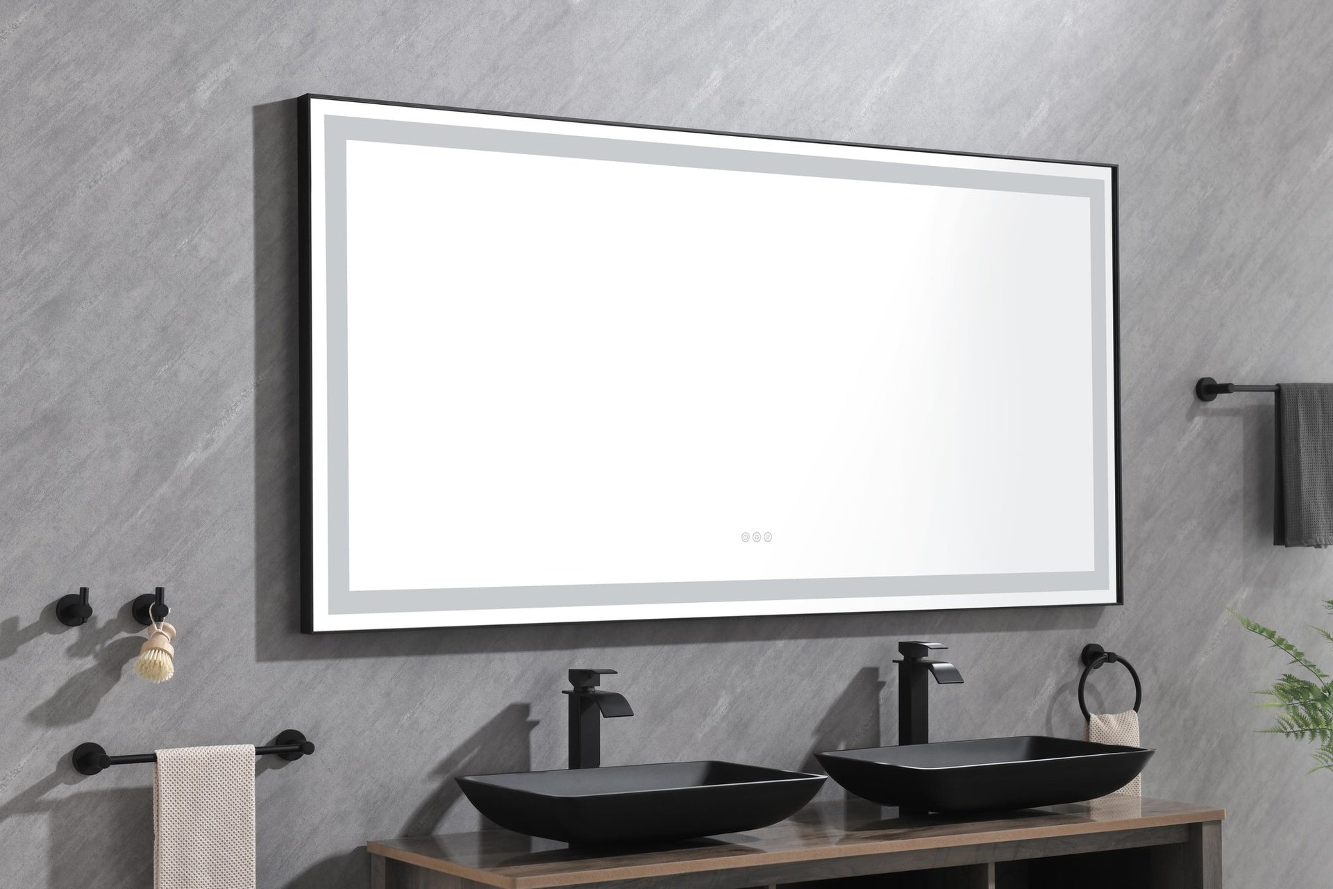 72 x 36 Inch LED Bathroom Mirror with Aluminum Frame, Wall Mounted Vanity Mirror, Anti-Fog, Memory, 3 Colors, Stepless Dimmable