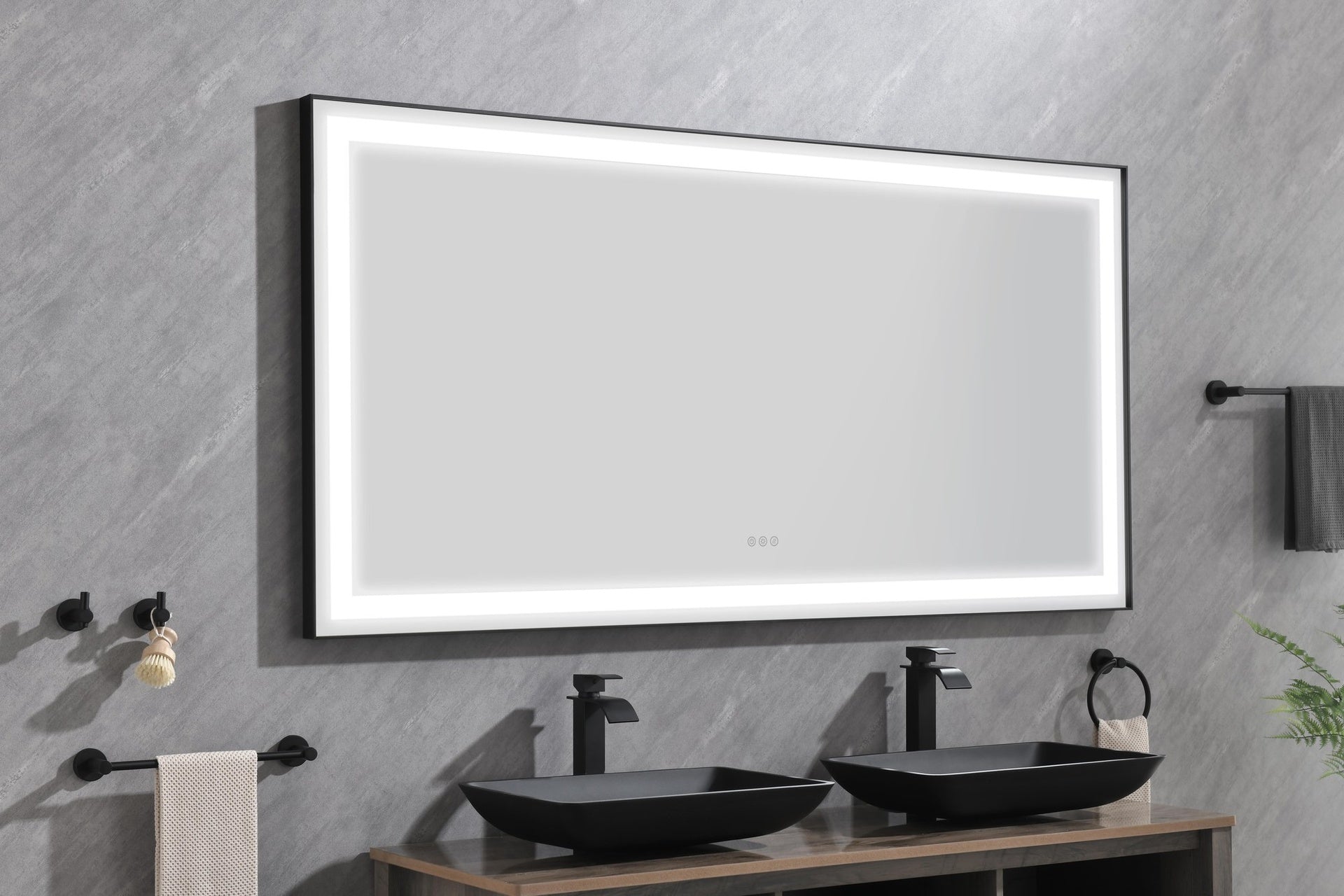 72 x 36 Inch LED Bathroom Mirror with Aluminum Frame, Wall Mounted Vanity Mirror, Anti-Fog, Memory, 3 Colors, Stepless Dimmable