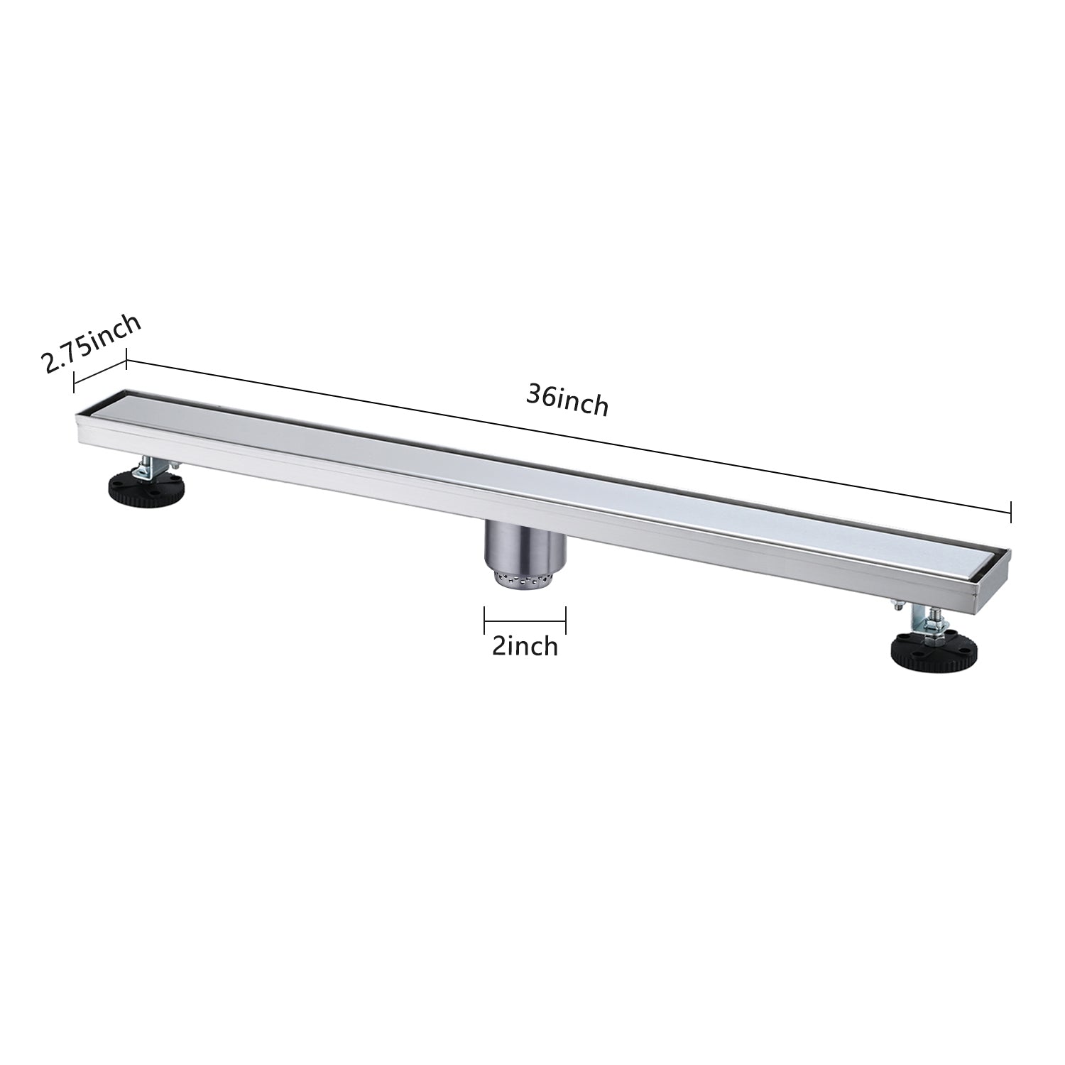 36 Inches Linear Shower Drain, Included Hair Strainer and Leveling Feet