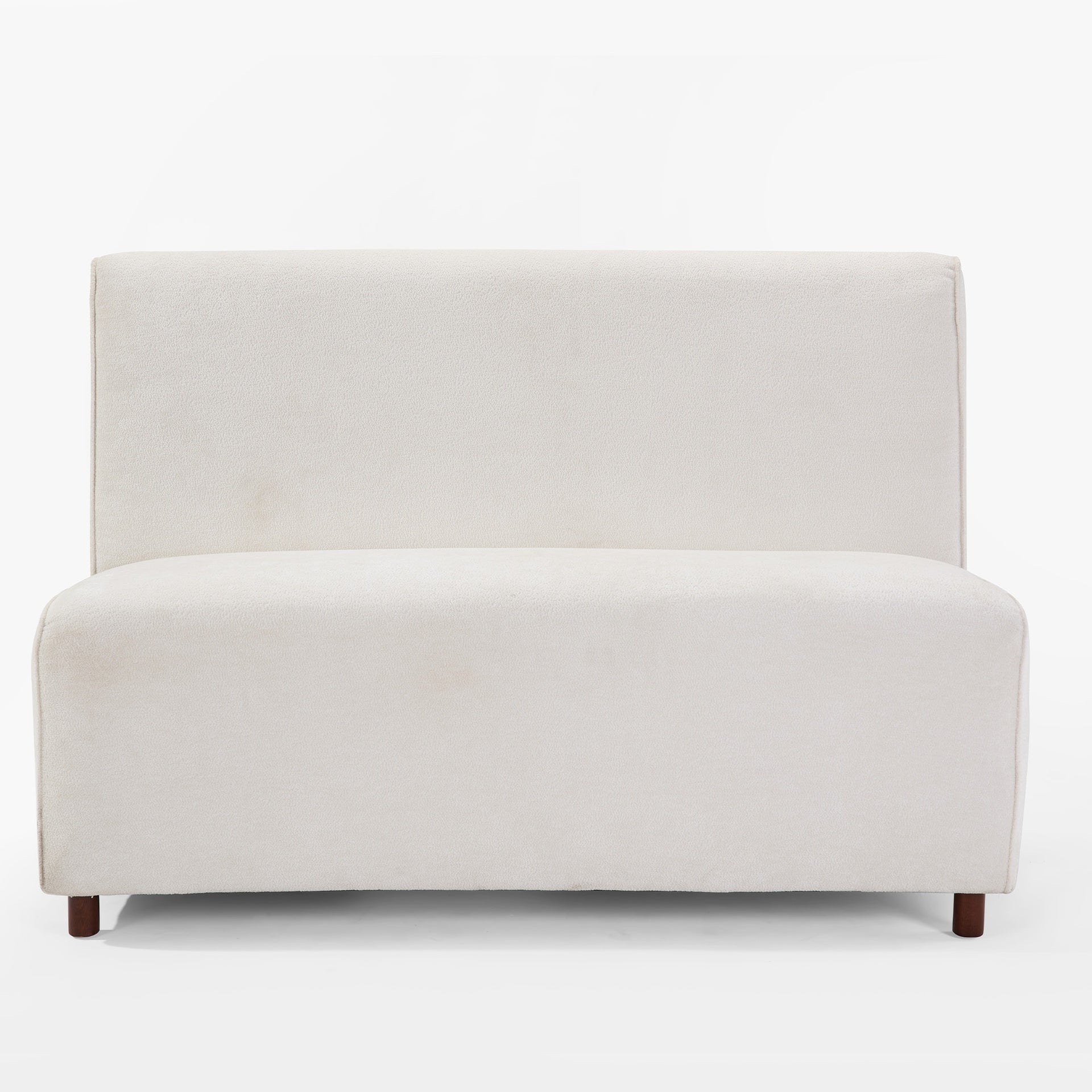 49" Beige boucle cover Fabric Loveseat - 25D High-Density Sponge Cushion, Light Brown Legs , Modern Sofa for Living Room