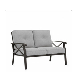 48" All-Weather Metal Loveseat 2 Seats Couch Sofa with Gray Cushions with black Frame