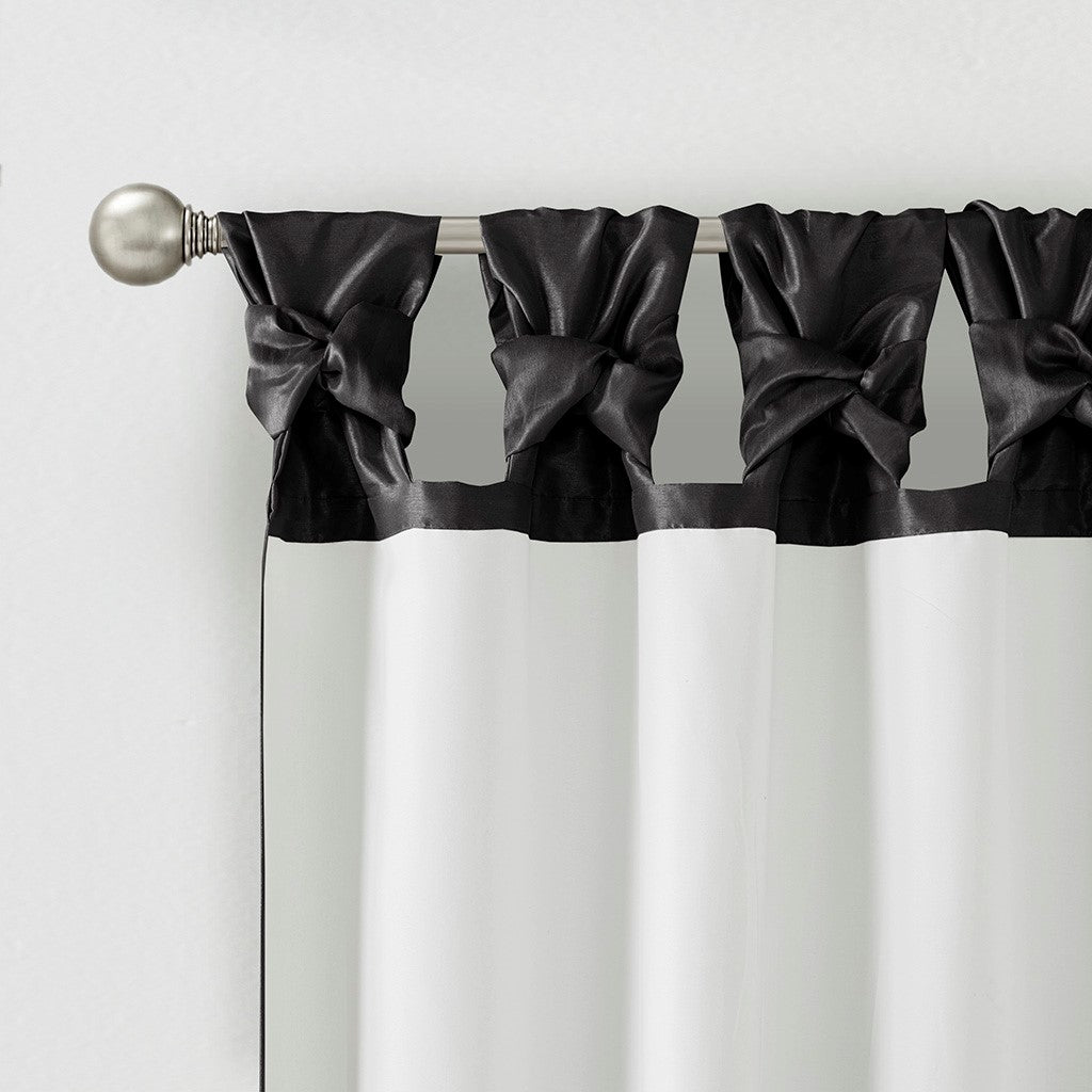 Twist Tab Lined Window Curtain Panel Black 50x95"