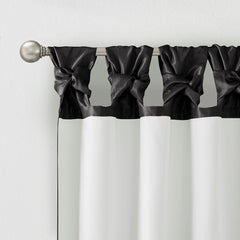 Twist Tab Lined Window Curtain Panel Black 50x95"