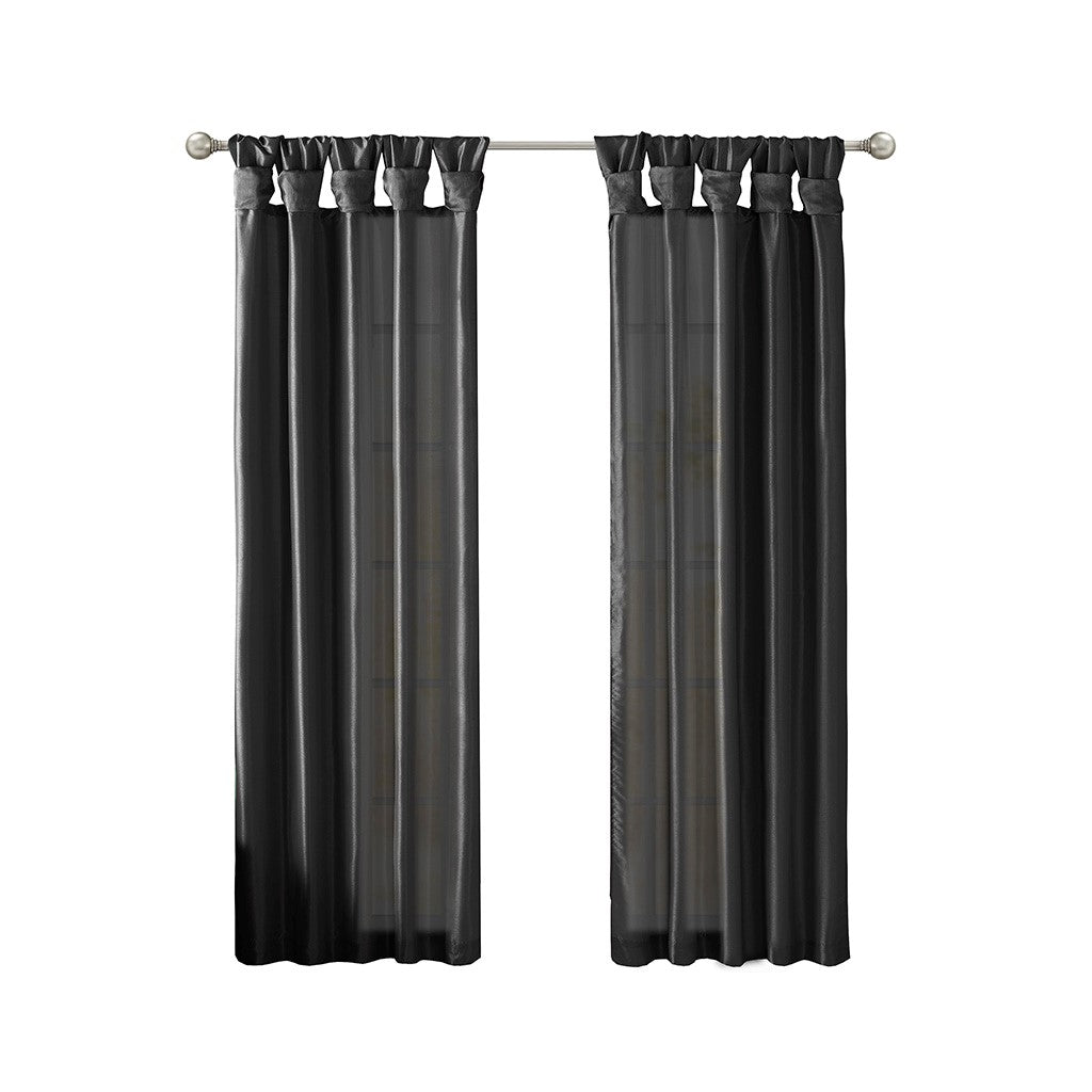 Twist Tab Lined Window Curtain Panel Black 50x95"