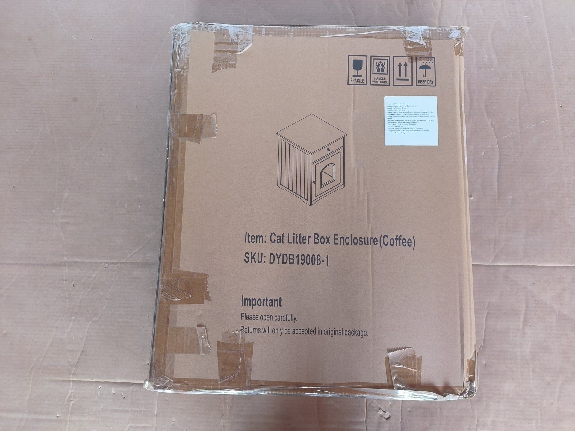 Wooden Pet House Cat Litter Box Enclosure with Drawer, Side Table, Indoor Pet Crate, Cat Home Nightstand (Brown)
