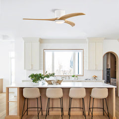 52"  Solid Wood Blades Ceiling Fan With Light with Remote Control, Noiseless Reversible Motor, 6 Speed, for Patio Living Room, Bedroom,Indoor.(Matte White)