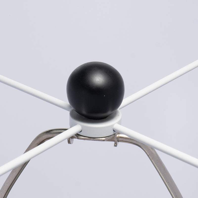 D15x26.7" Black Aluminum Table Lamp with Two Varying Round Accents and White Drum Shade(Lamp Shade Assembly Required)