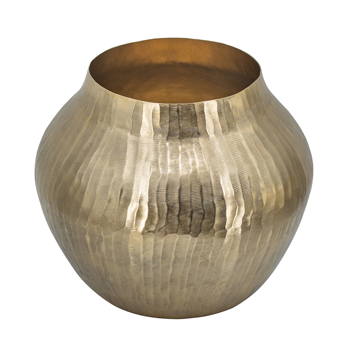 13.5x13.5x11.5" Aluminum Chisel Flower Vase, Gold