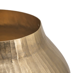 13.5x13.5x11.5" Aluminum Chisel Flower Vase, Gold