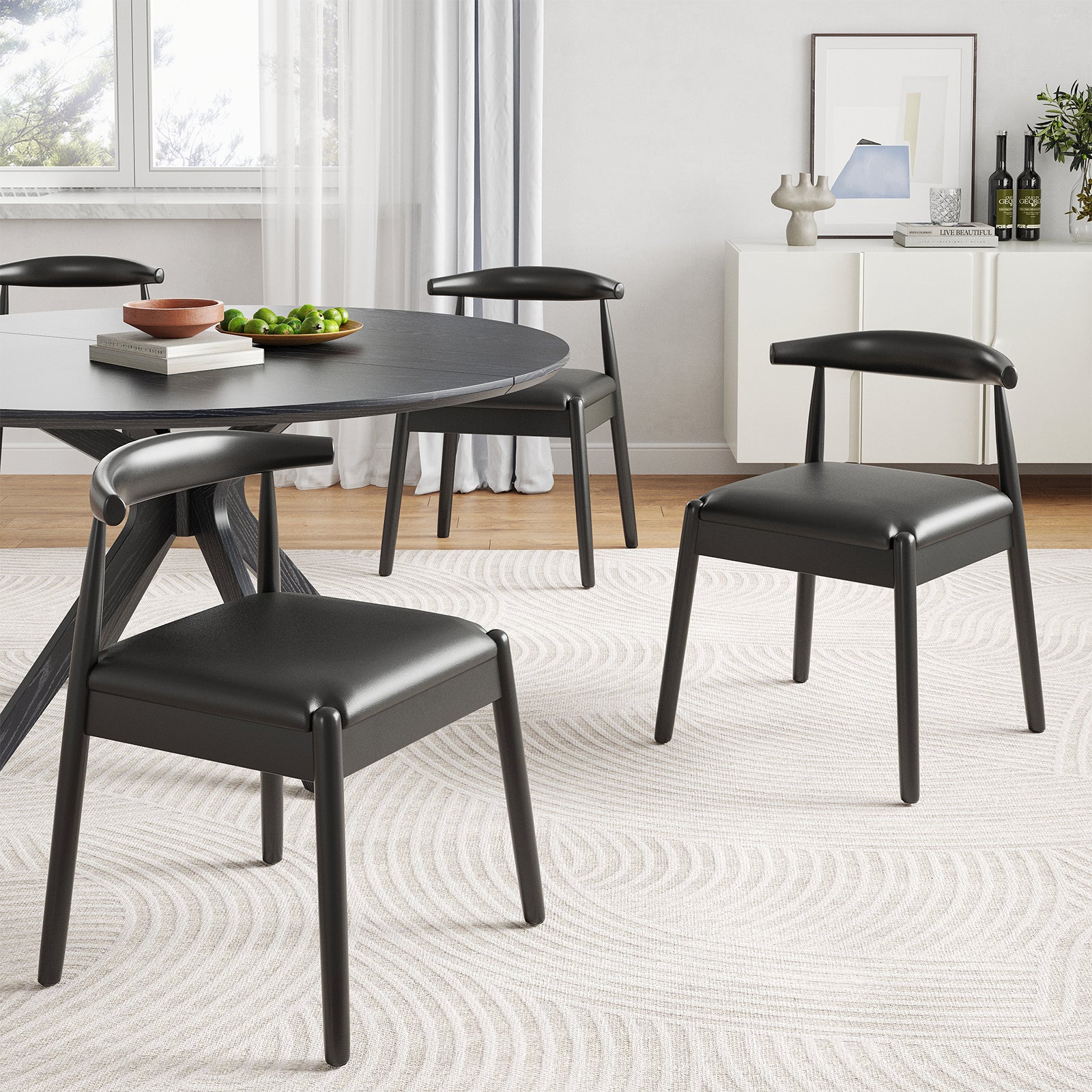 47.2" Solid Wood Round Dining Kitchen Table for 4-6 People with Intersecting Pedestal Base