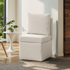 Armless Lounge Sofa Chair, Soft Corduroy Upholstered Accent Chair with High-Density Sponge Cushion, Comfy Single Sofa Seat for Living Room Bedroom, No Assembly Required