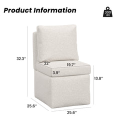 Armless Lounge Sofa Chair, Soft Corduroy Upholstered Accent Chair with High-Density Sponge Cushion, Comfy Single Sofa Seat for Living Room Bedroom, No Assembly Required