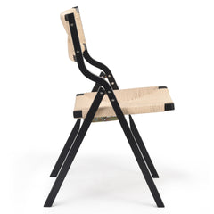 Wood Folding Chairs, Foldable Chairs Wooden Indoor Stackable Dining Chairs for Kitchen & Dining Room Chair Woven Seat & Webbing Back, Dining Chair Set of 2