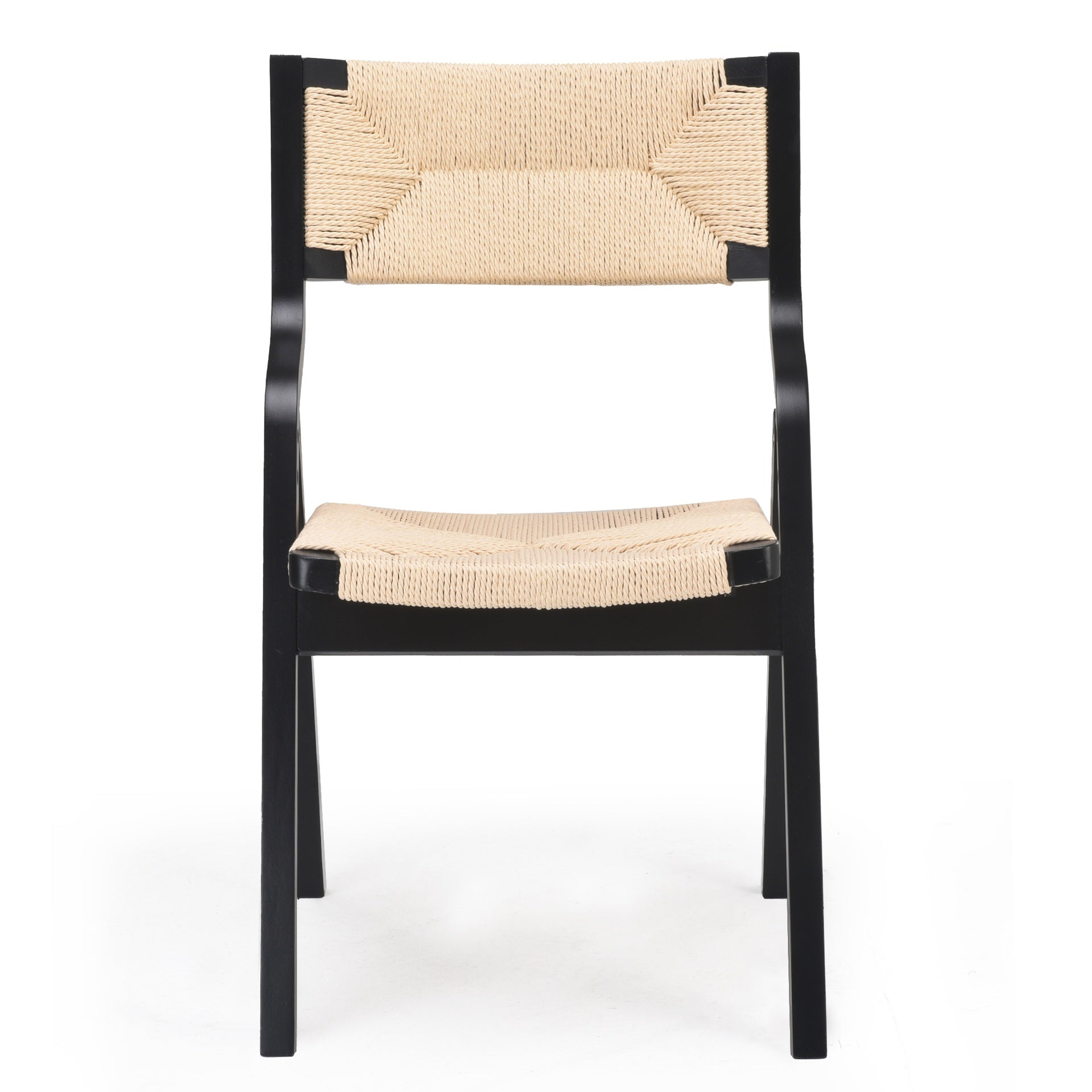 Wood Folding Chairs, Foldable Chairs Wooden Indoor Stackable Dining Chairs for Kitchen & Dining Room Chair Woven Seat & Webbing Back, Dining Chair Set of 2