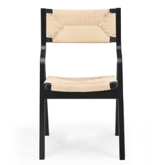 Wood Folding Chairs, Foldable Chairs Wooden Indoor Stackable Dining Chairs for Kitchen & Dining Room Chair Woven Seat & Webbing Back, Dining Chair Set of 2